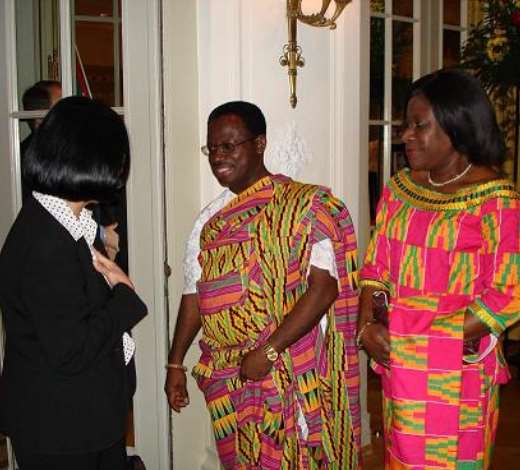 The Ambassador and Mrs Kabena Baah-Duodu receiving an invited guest
